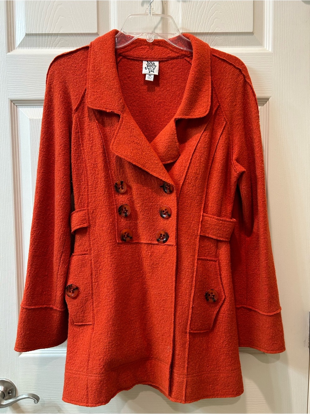 ivy jane Bright Orange Textured Double-Breasted Pea Coat